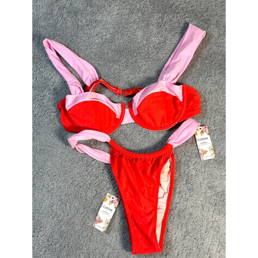 NWT Cupshe x Kittenish Jessie James Decker Eros' Arrow bikini set low rise L JJD